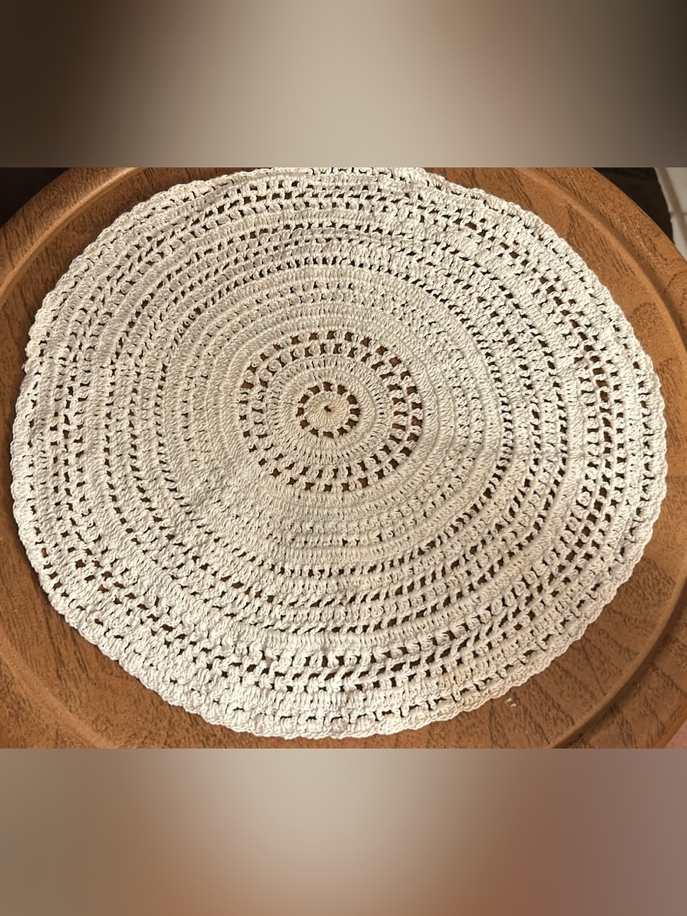 Handmade Cream Crochet Round 10 in